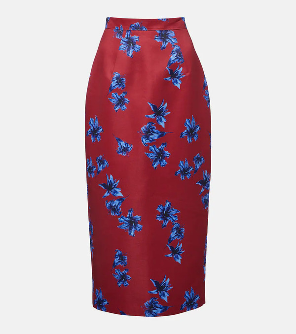  Emilia Wickstead Emilia Wickstead Lorelei Floral Duchess Satin Pencil Skirt 