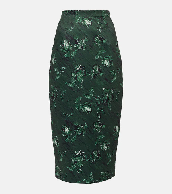  Emilia Wickstead Emilia Wickstead Lorelei Floral Taffeta Faille Pencil Skirt 