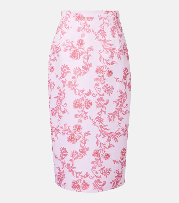  Emilia Wickstead Emilia Wickstead Lorelei Floral Taffeta Faille Pencil Skirt 