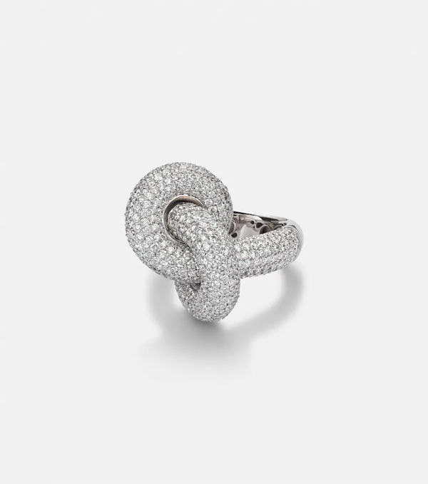  Engelbert Engelbert Legacy Knot Big 18kt White Gold Ring With Diamonds 