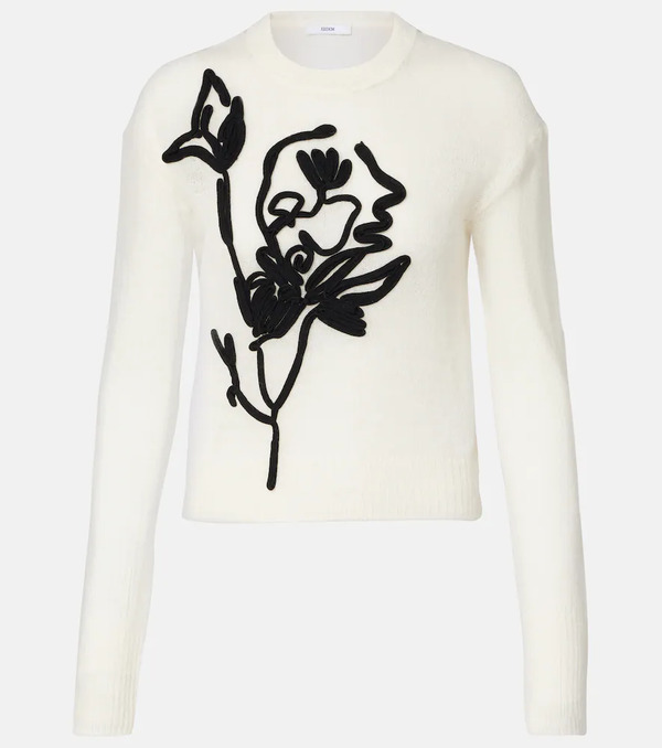  Erdem Erdem Embroidered Alpaca And Wool-blend Sweater 