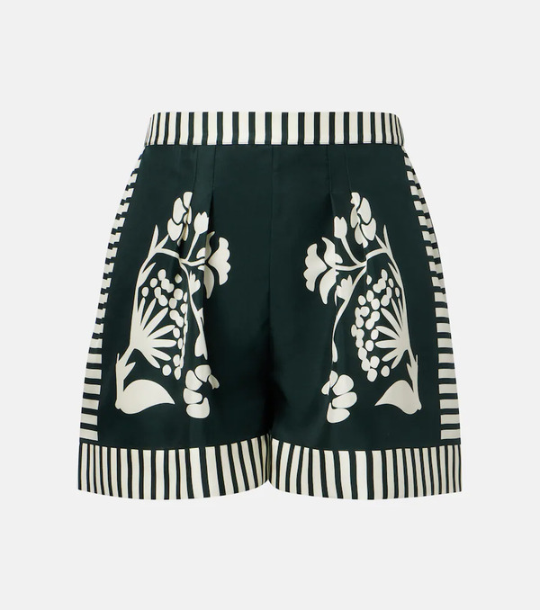  Eres Eres Arjun Printed Silk Twill Shorts 