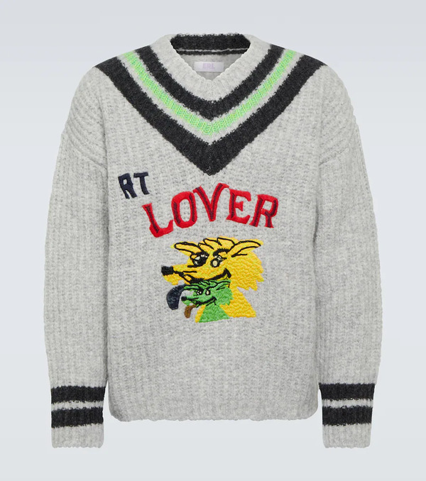  Erl Erl Embroidered Wool-blend Sweater 