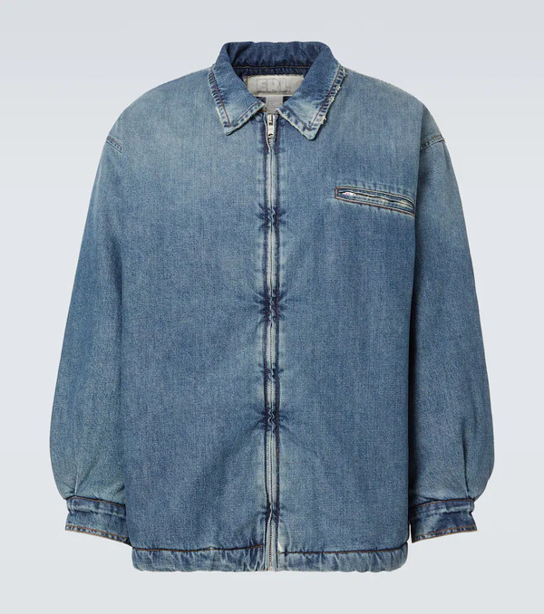  Erl Erl Faux Shearling-lined Denim Jacket 