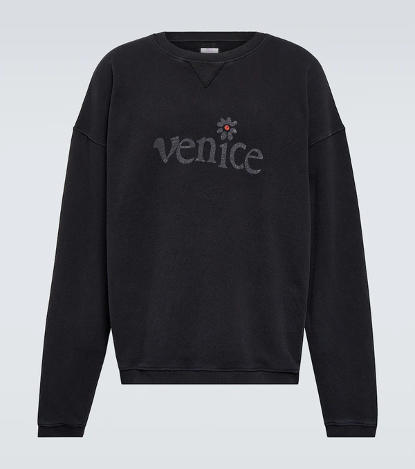  Erl Erl Printed Cotton Fleece Sweatshirt 