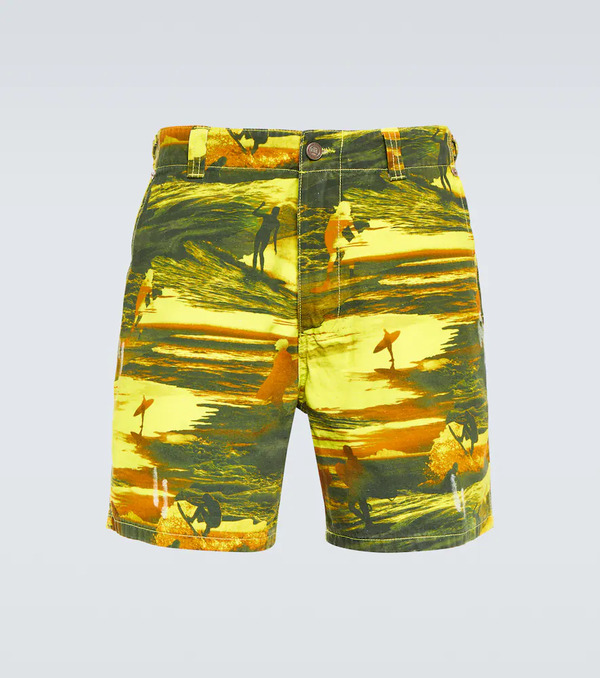  Erl Erl Printed Cotton Shorts 