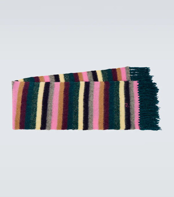 Erl Erl Striped Alpaca Wool And Mohair-blend Scarf 
