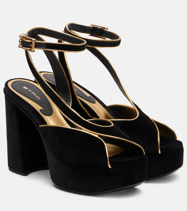  Etro Etro Asymmetrical Velvet Platform Sandals 