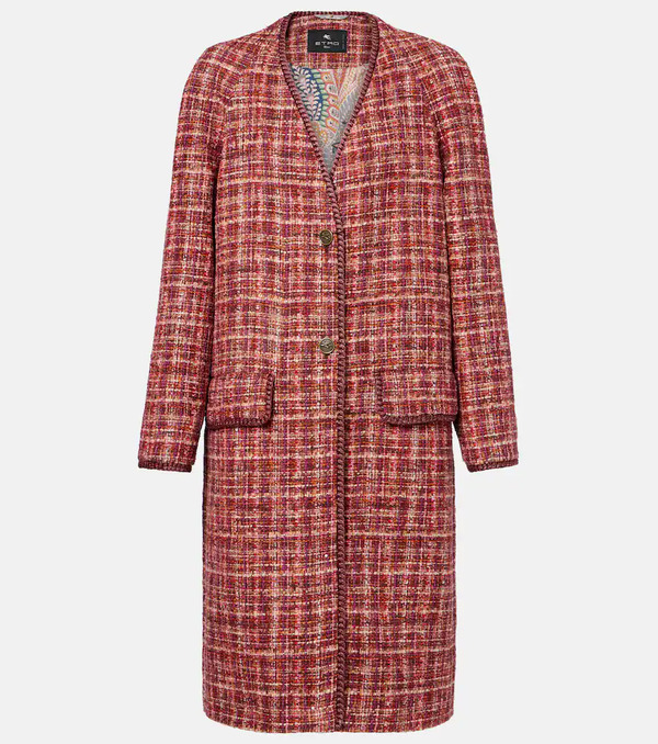  Etro Etro Checked Cotton And Wool-blend Coat 
