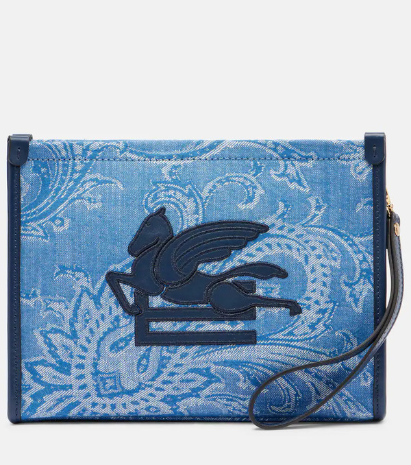  Etro Etro Eyes Mini Embroidered Denim Jacquard Pouch 