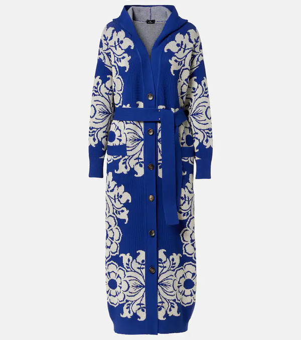  Etro Etro Floral Waffle-knit Hooded Cardigan 