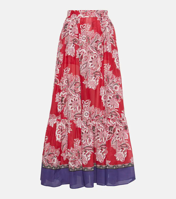  Etro Etro High-rise Cotton And Silk Maxi Skirt 