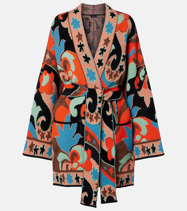  Etro Etro Jacquard Wool-blend Wrap Cardigan 