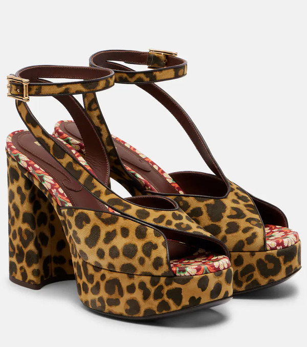  Etro Etro 120 Leopard-print Canvas Platform Sandals 