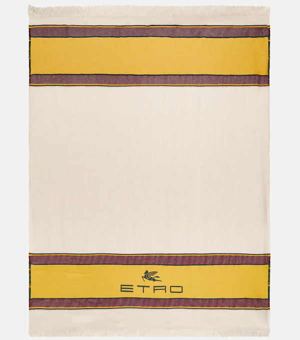  Etro Etro Logo Embroidered Wool And Cashmere Throw 