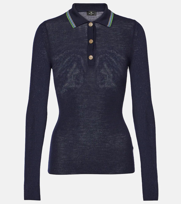  Etro Etro Printed Wool And Cotton Polo Sweater 