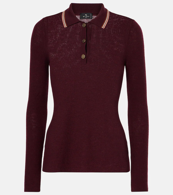  Etro Etro Printed Wool And Cotton Polo Sweater 