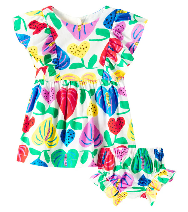  Fabula Fã¡bula Baby Printed Cotton Dress And Bloomers Set 