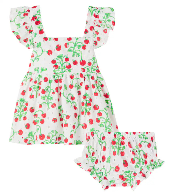  Fabula Fã¡bula Baby Printed Cotton Dress And Bloomers Set 