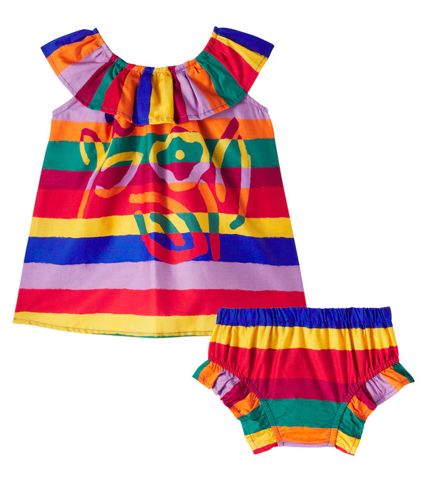  Fabula Fã¡bula Baby Striped Cotton Dress And Bloomers Set 
