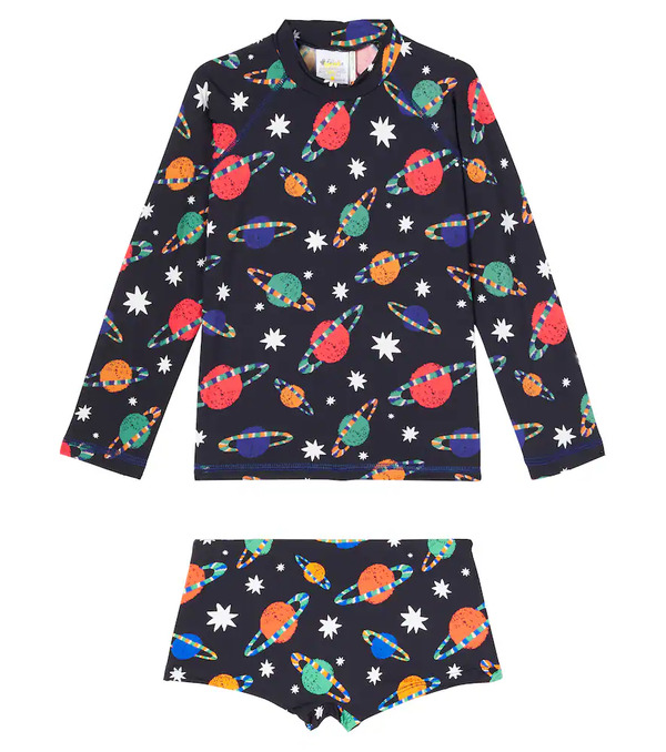  Fabula Fã¡bula Printed Rashguard Top And Swim Trunks Set 