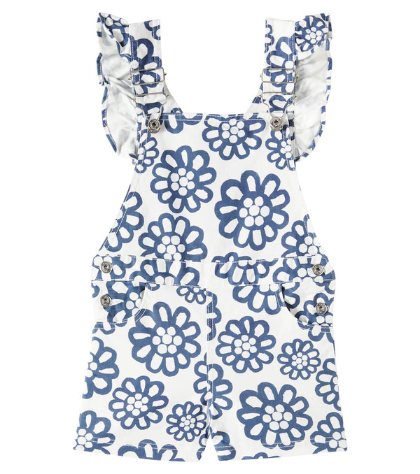  Fabula Fã¡bula Ruffled Floral Denim Overalls 