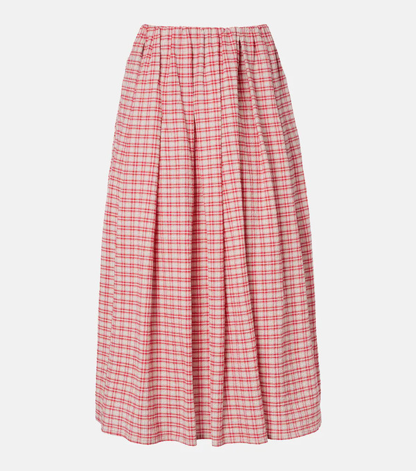  Faithfull Faithfull Agora Checked Cotton Midi Skirt 