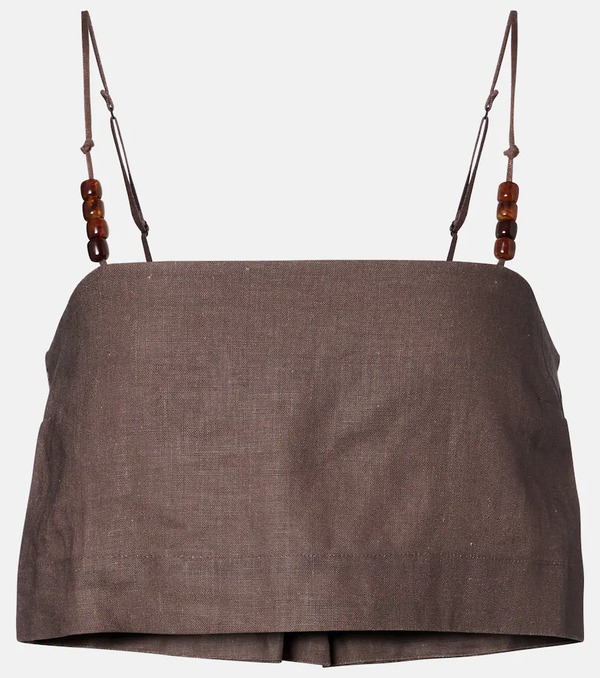  Faithfull Faithfull Chianti Beaded Linen Crop Top 