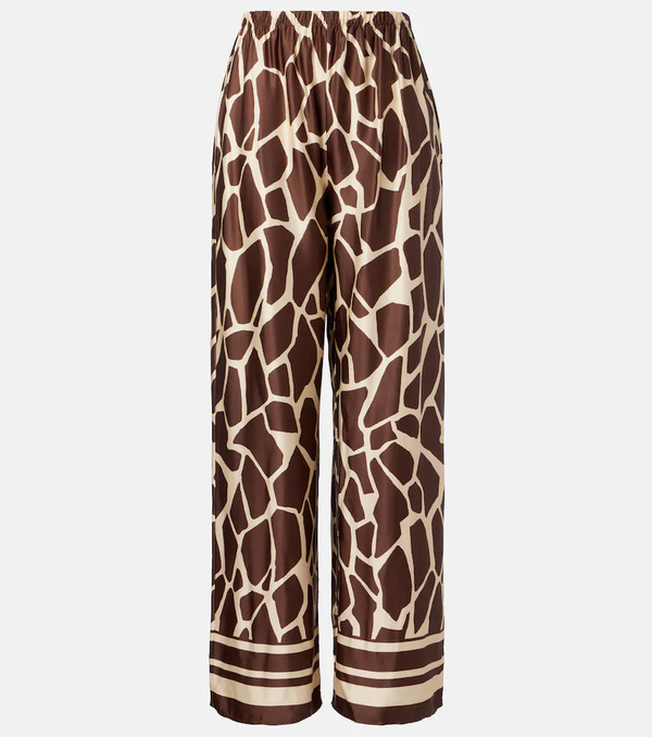  Faithfull Faithfull Jensen Animal-print Satin Wide-leg Pants 