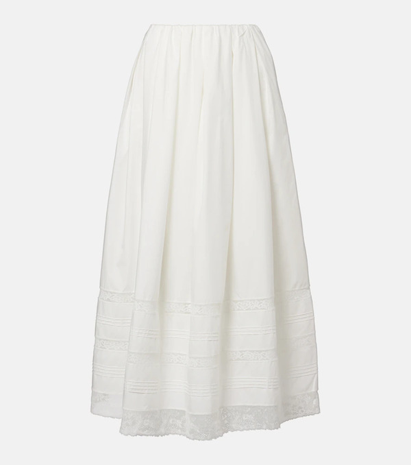  Faithfull Faithfull Lyon Lace-trimmed Cotton Maxi Skirt 