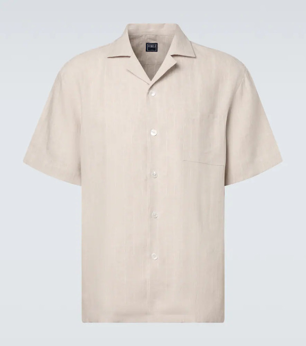  Fedeli Fedeli Striped Linen Bowling Shirt 