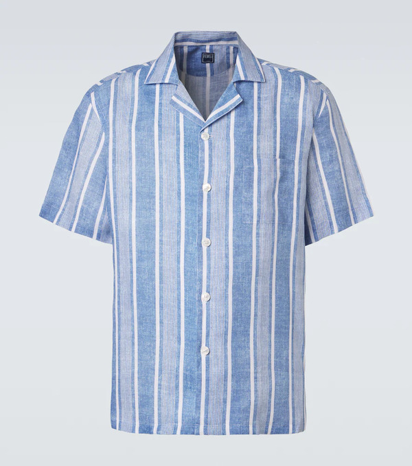  Fedeli Fedeli Striped Linen Bowling Shirt 