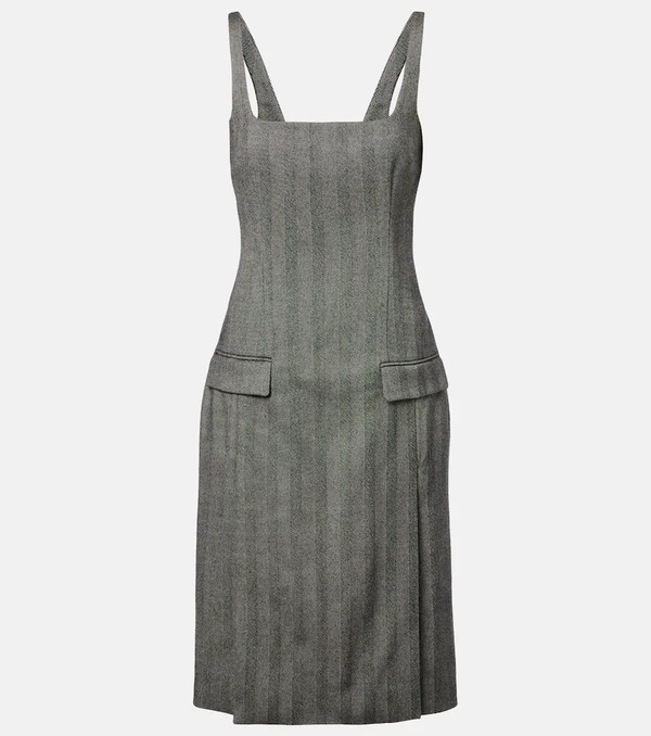  Ferragamo Ferragamo Chevron Wool-blend Midi Dress 