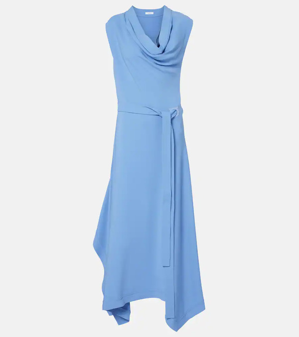  Ferragamo Ferragamo Gancini Draped Asymmetric Cady Maxi Dress 