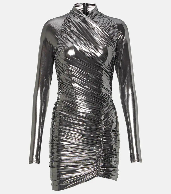  Ferragamo Ferragamo Metallic Draped Minidress 
