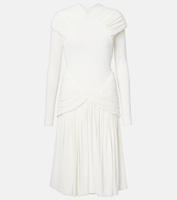  Ferragamo Ferragamo Ruched Crãªpe Jersey Midi Dress 