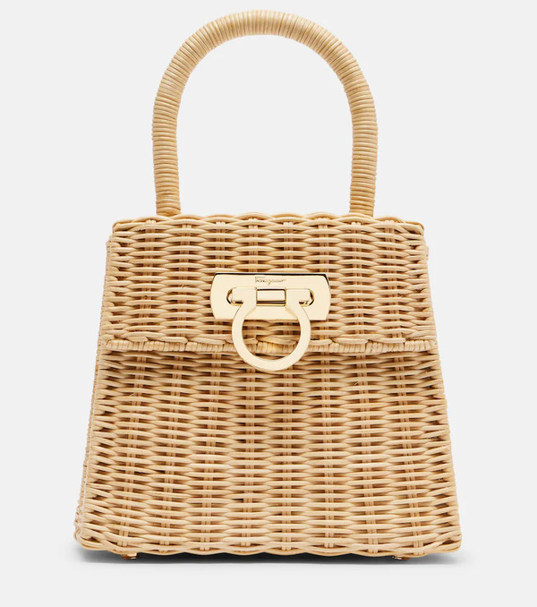  Ferragamo Ferragamo Small Wicker Top-handle Bag 