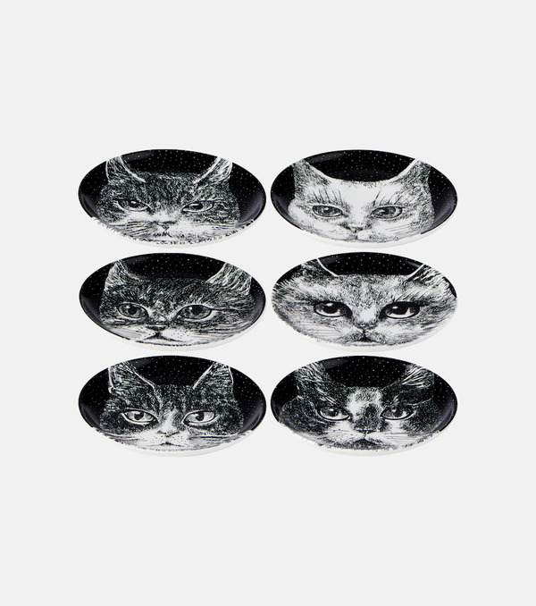 Fornasetti Fornasetti High Fidelity Set Of 6 Porcelain Coasters 