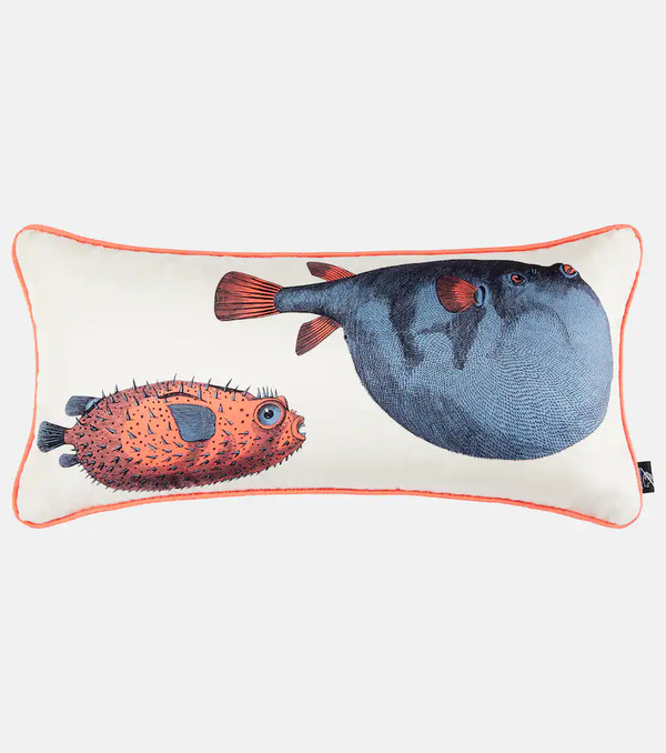  Fornasetti Fornasetti Pesci Printed Silk Cushion 