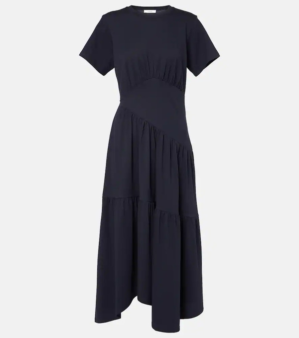  Frame Frame Gathered Paneled Cotton Midi Dress 