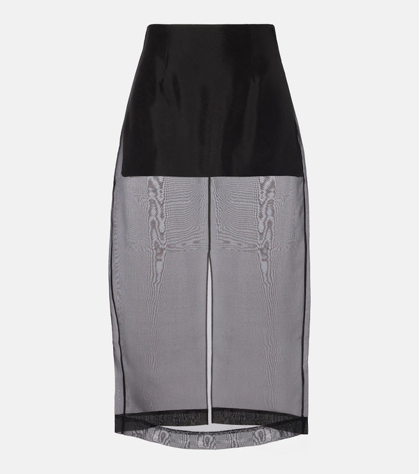  Frame Frame High-rise Silk Organza Midi Skirt 