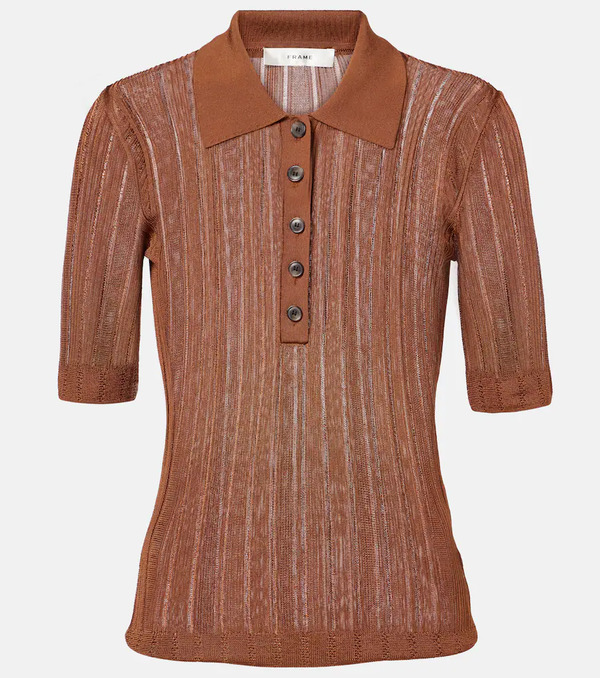  Frame Frame Laddered Ribbed-knit Polo Shirt 