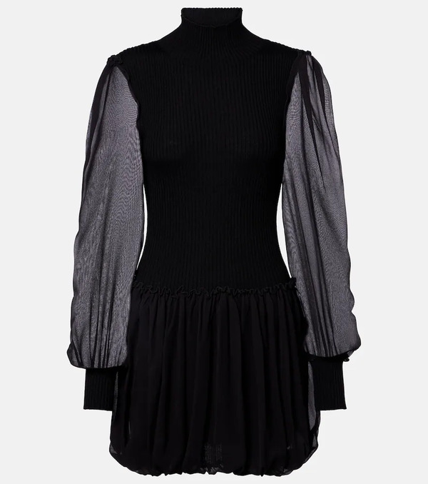  Frame Frame Ribbed-knit Wool And Silk Minidress 