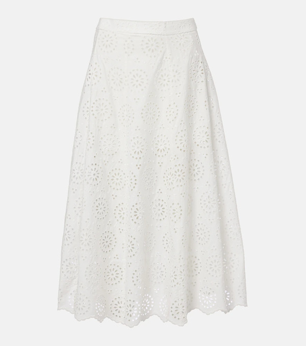  Frame Frame The Deco Broderie Anglaise Cotton Midi Skirt 