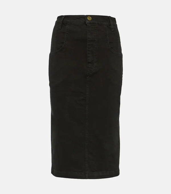  Frame Frame The High Waisted Seamed Denim Midi Skirt 
