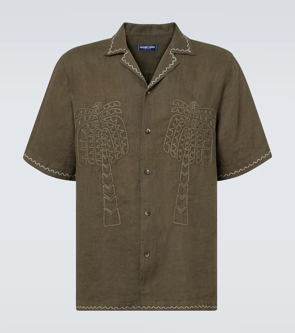  Frescobol Carioca Frescobol Carioca Flavio Embroidered Linen Bowling Shirt 