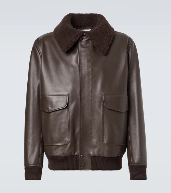  Gabriela Hearst Gabriela Hearst Shearling-trimmed Leather Bomber Jacket 