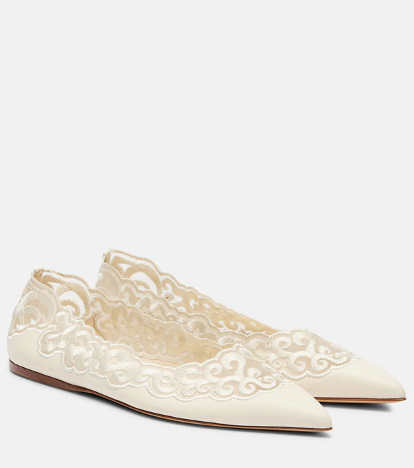  Gabriela Hearst Gabriela Hearst Ziva Embroidered Leather Ballet Flats 