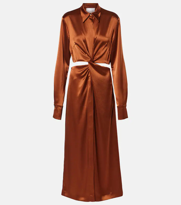  Galvan Galvan Hock Gathered Satin Midi Dress 