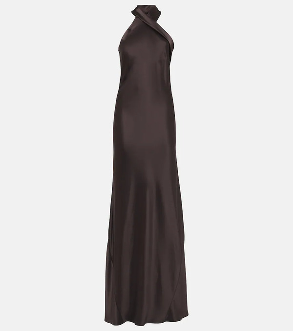  Galvan Galvan Pandora Halterneck Satin Maxi Dress 